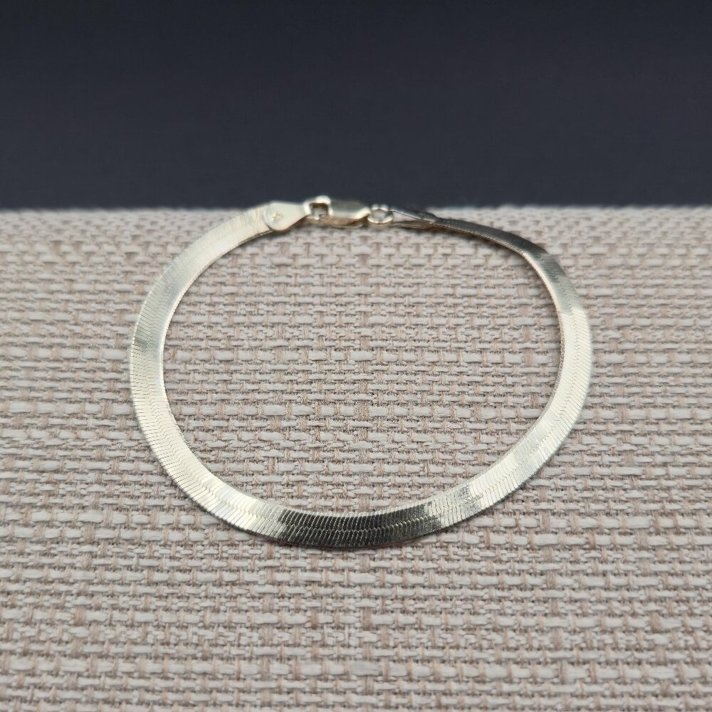 7 Inch Sterling Silver Snake Pattern Unisex Chain Bracelet A6548